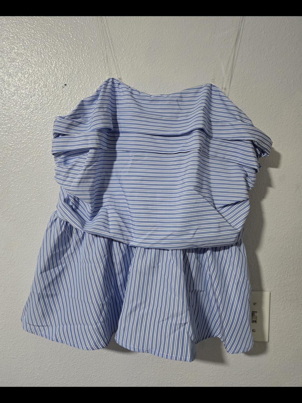 SHEIN Blue & White Striped Off-Shoulder Peplum Top